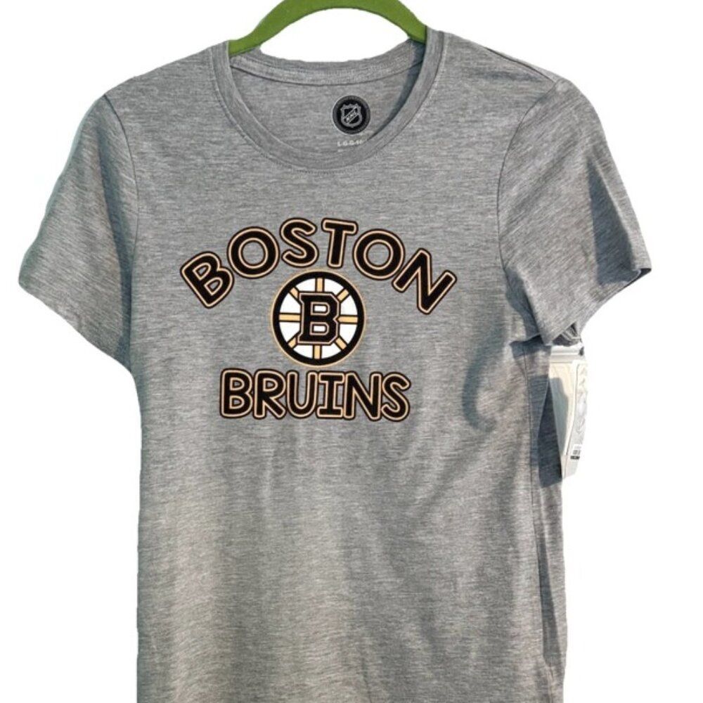 Boston Bruins Youth T Shirt Girls Large 10/12 Gray NHL Hockey Tee NWT